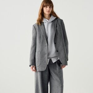 Oversized Tweed Wool Blend Jacket